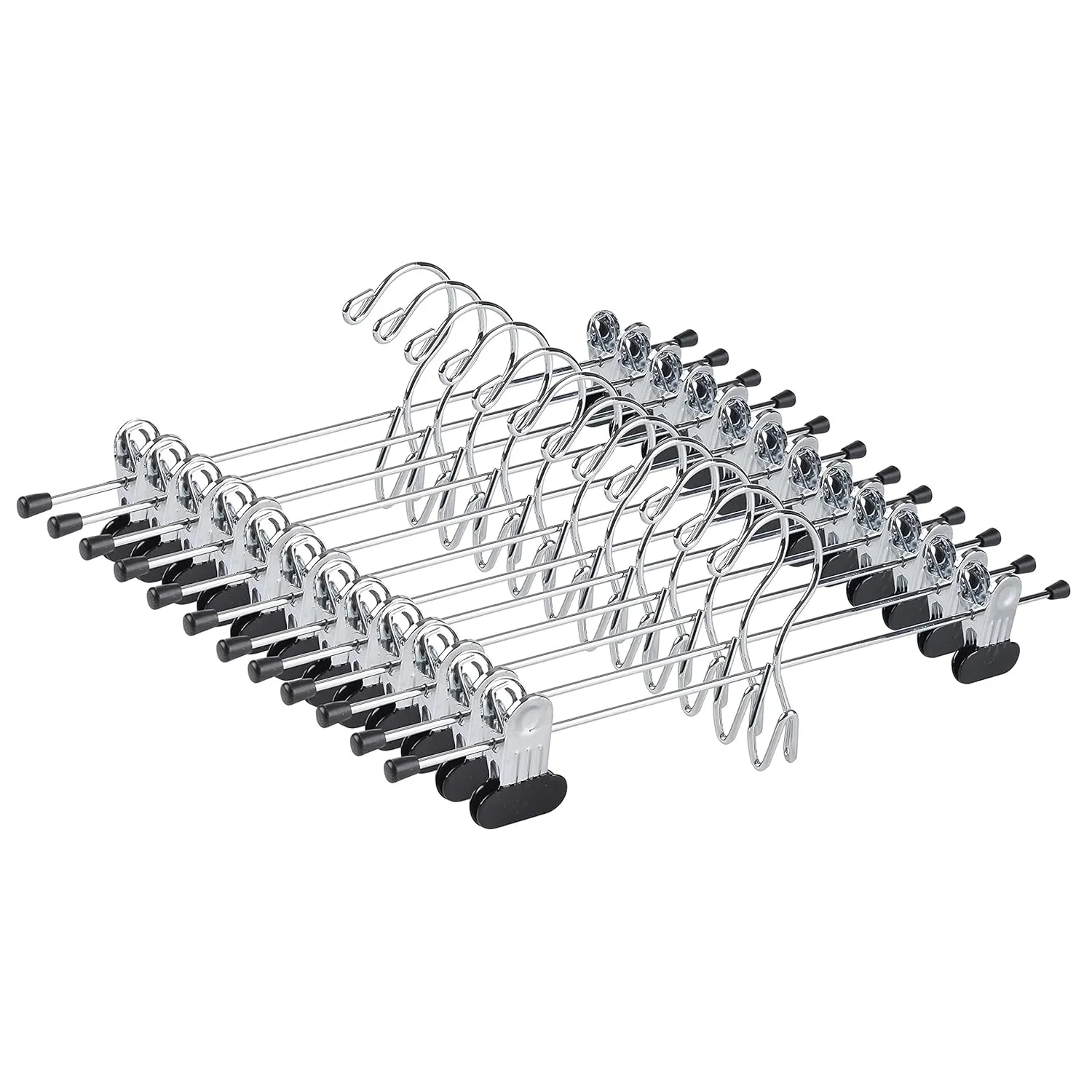 12 Pack Heavy Duty Add On Metal Pants Skirt Hangers, Stackable Add-On Metal Clot