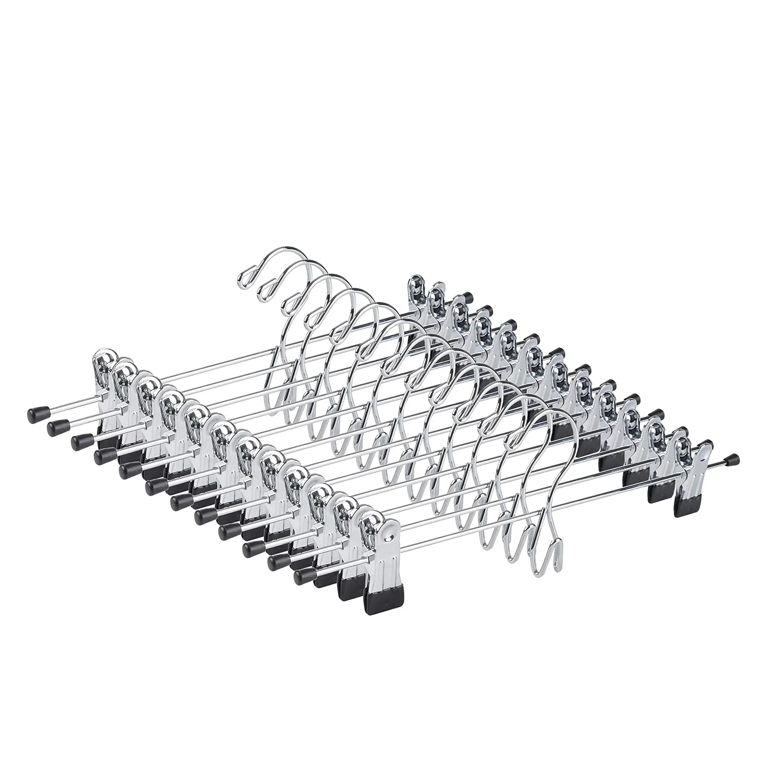 12 Pack Heavy Duty Add On Metal Pants Skirt Hangers, Stackable Add-On Metal Clot