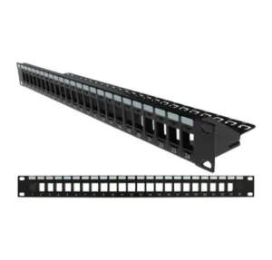 24 Port 1U Keystone Blank Patch Panel with Cable Manager