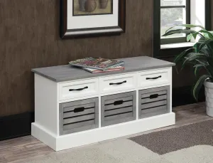 3-drawer Storage Bench White And Weathered Grey