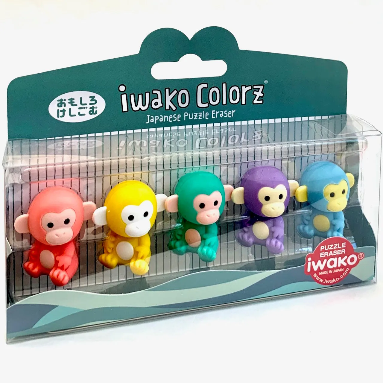 38455 Iwako Colorz Monkey -12 sets of 5 Erasers