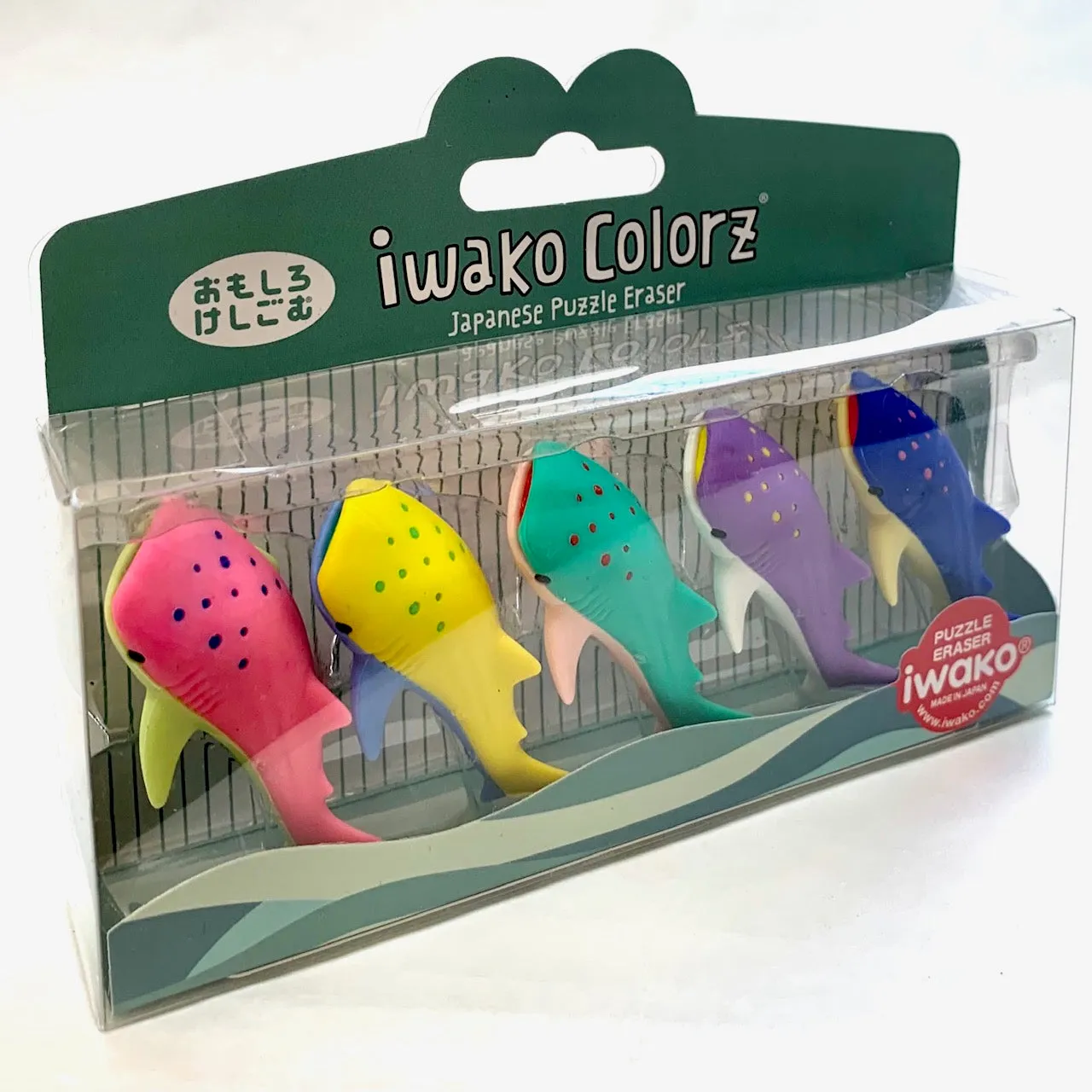 38456 Iwako Colorz Whale Sharks-12 sets of 5 Erasers