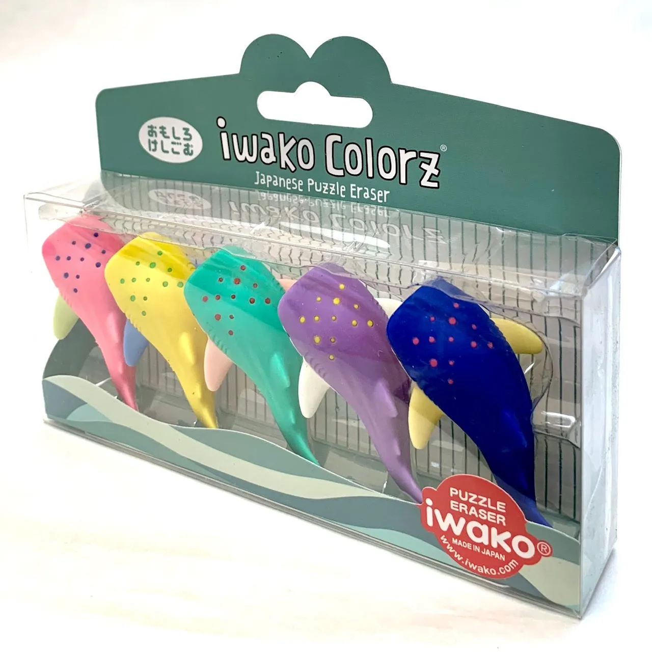 38456 Iwako Colorz Whale Sharks-12 sets of 5 Erasers