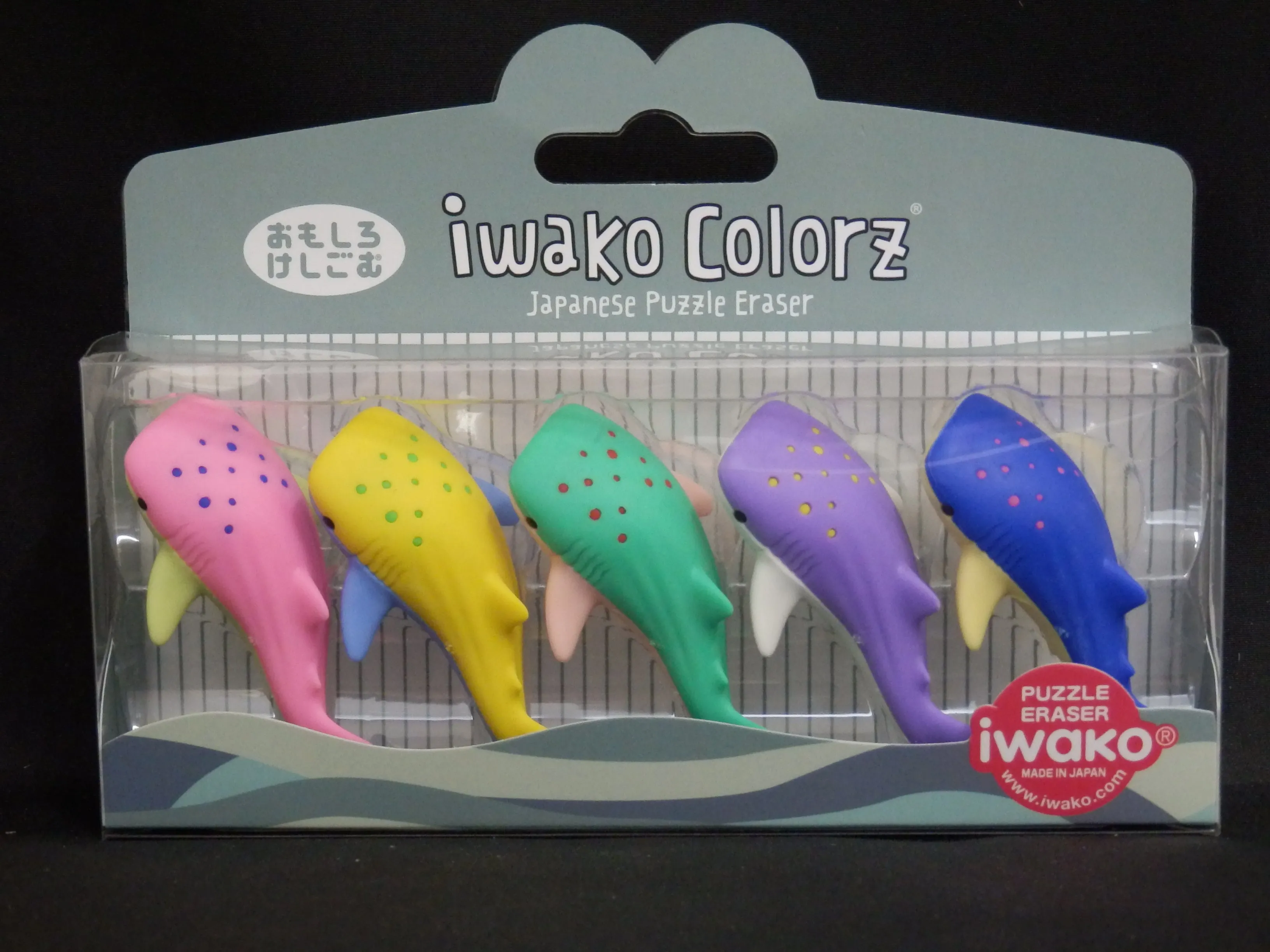 38456 Iwako Colorz Whale Sharks-12 sets of 5 Erasers