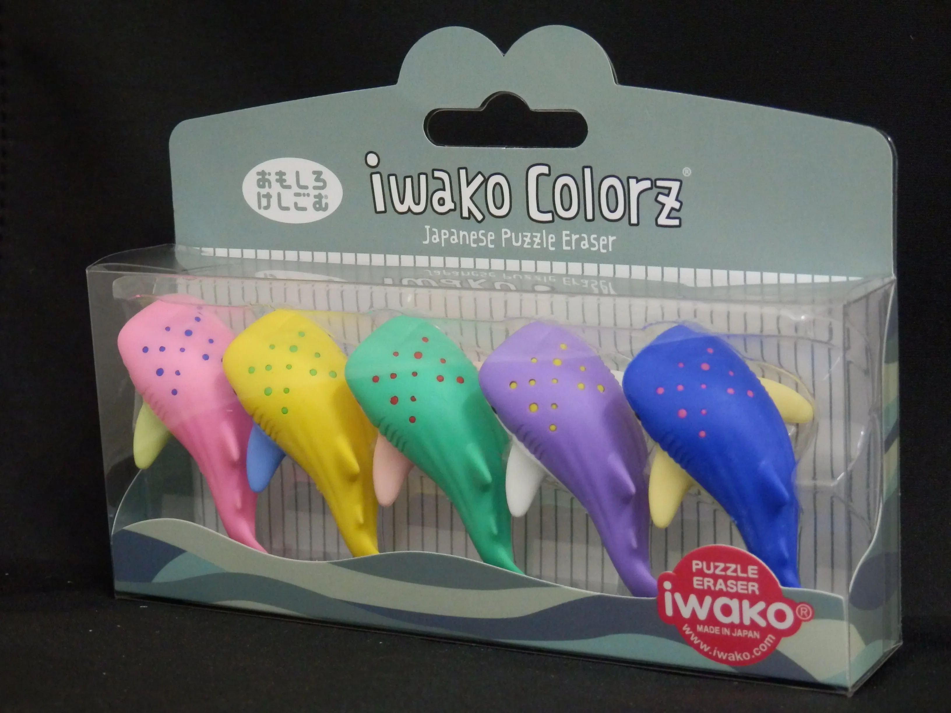 38456 Iwako Colorz Whale Sharks-12 sets of 5 Erasers