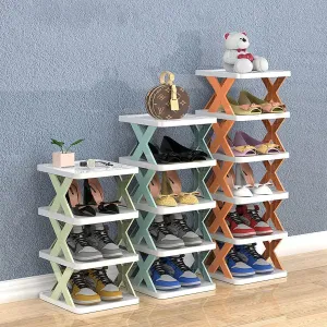 9054A   6 LAYER SHOE RACK DESIGN LIGHTWEIGHT ADJUSTABLE PLASTIC FOLDABLE SHOE CABINET STORAGE PORTABLE FOLDING SPACE SAVING SHOE ORGANIZER HOME AND OFFICE