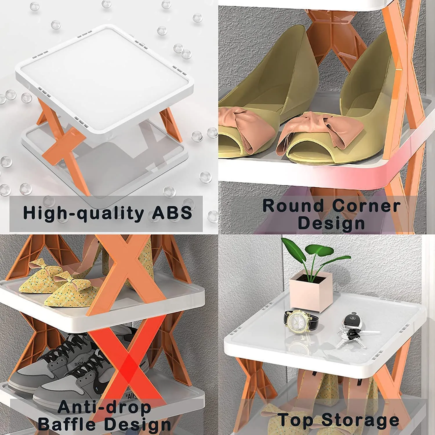 9065   5 Layer Shoes Stand, Shoe Tower Rack Suit for Small Spaces, Closet, Small Entryway, Easy Assembly and Stable in Structure, Corner Storage Cabinet for Saving Space