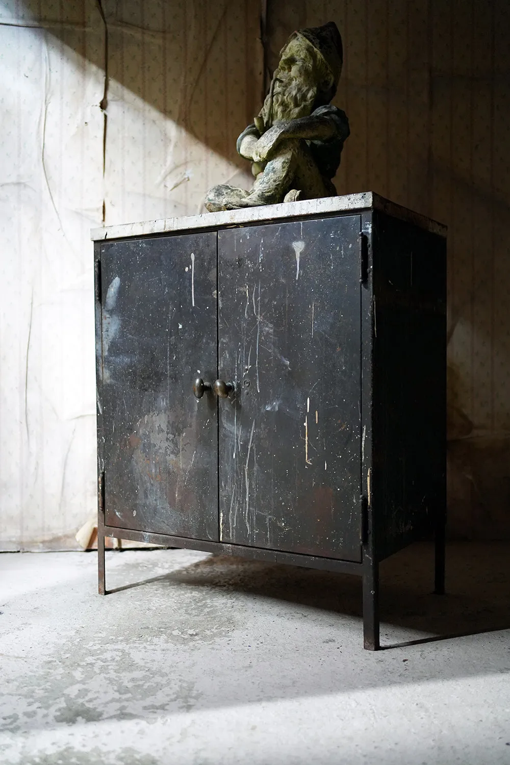 A Black Painted Steel Industrial Factory Side Cabinet c.1940-60