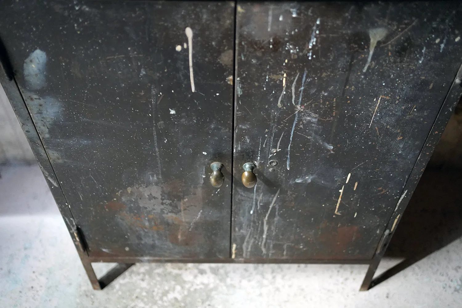 A Black Painted Steel Industrial Factory Side Cabinet c.1940-60