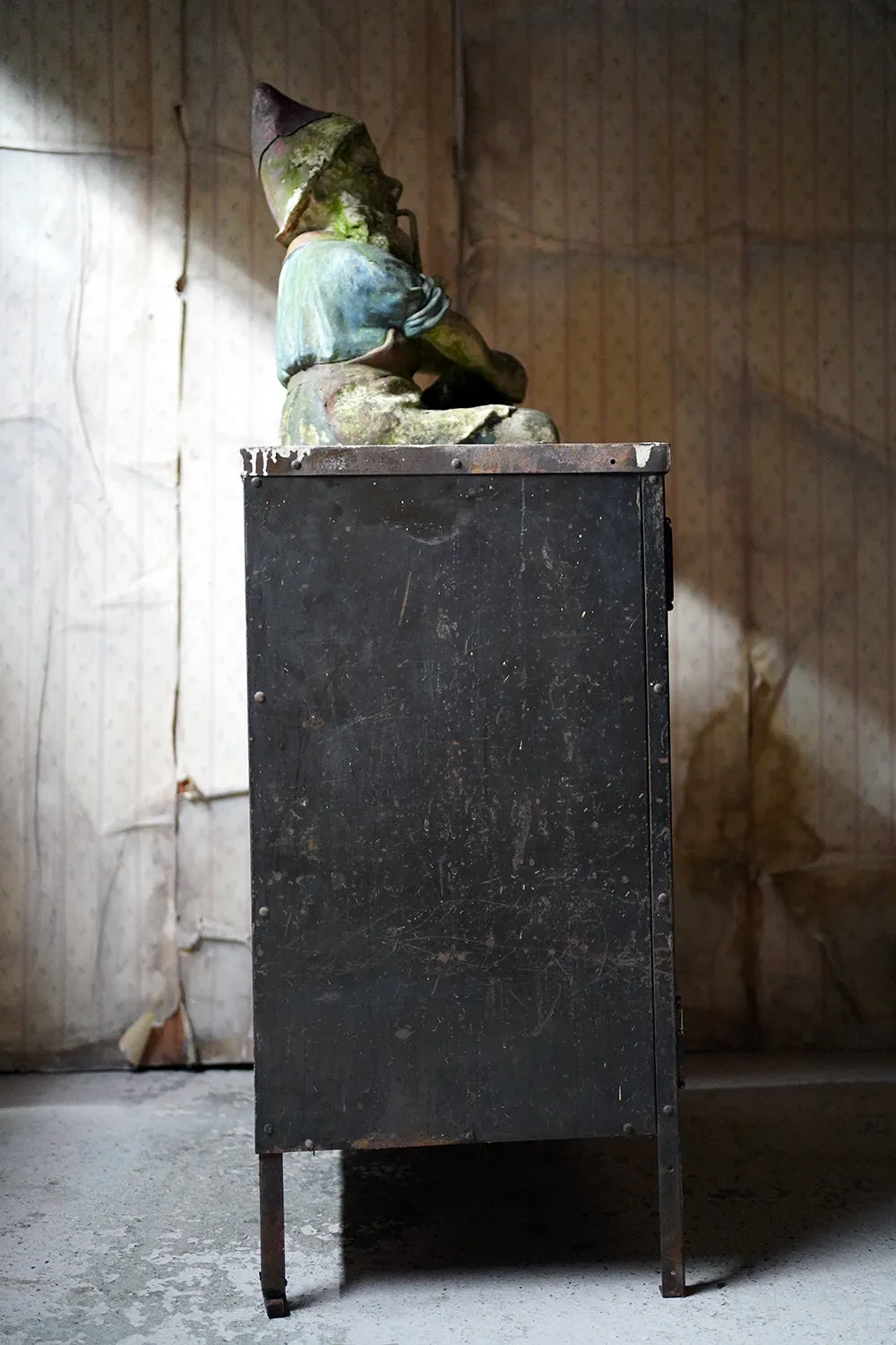 A Black Painted Steel Industrial Factory Side Cabinet c.1940-60