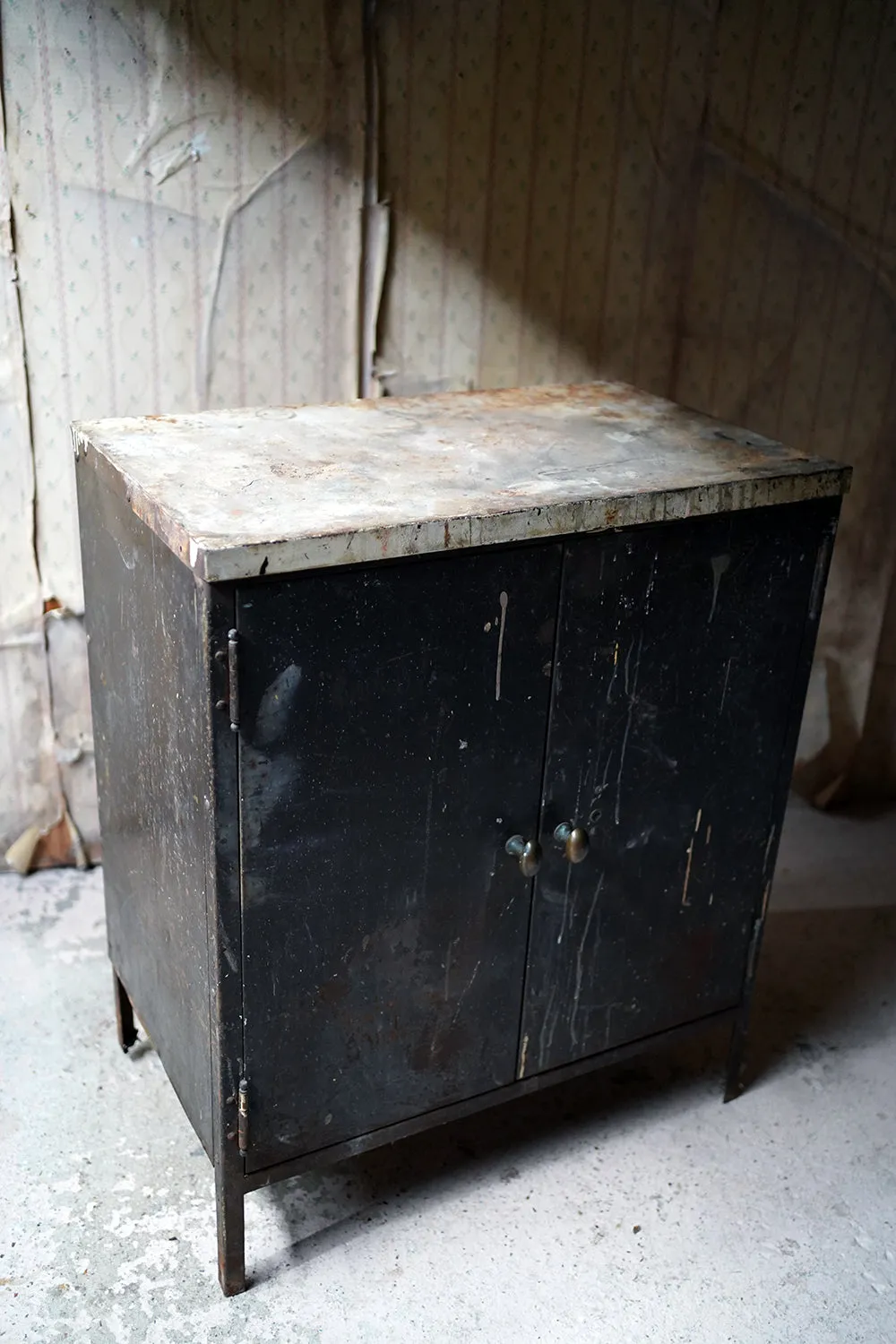 A Black Painted Steel Industrial Factory Side Cabinet c.1940-60