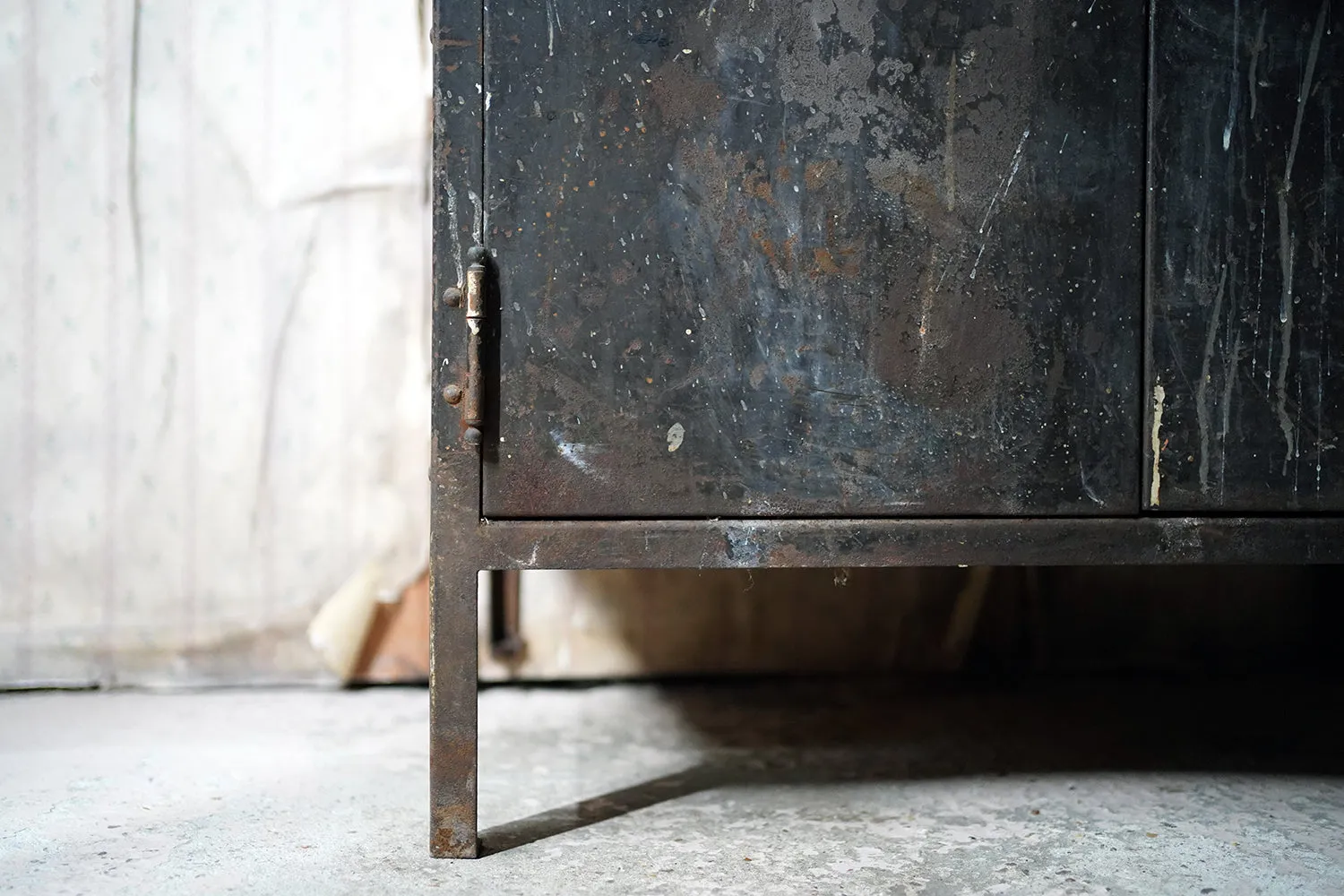 A Black Painted Steel Industrial Factory Side Cabinet c.1940-60