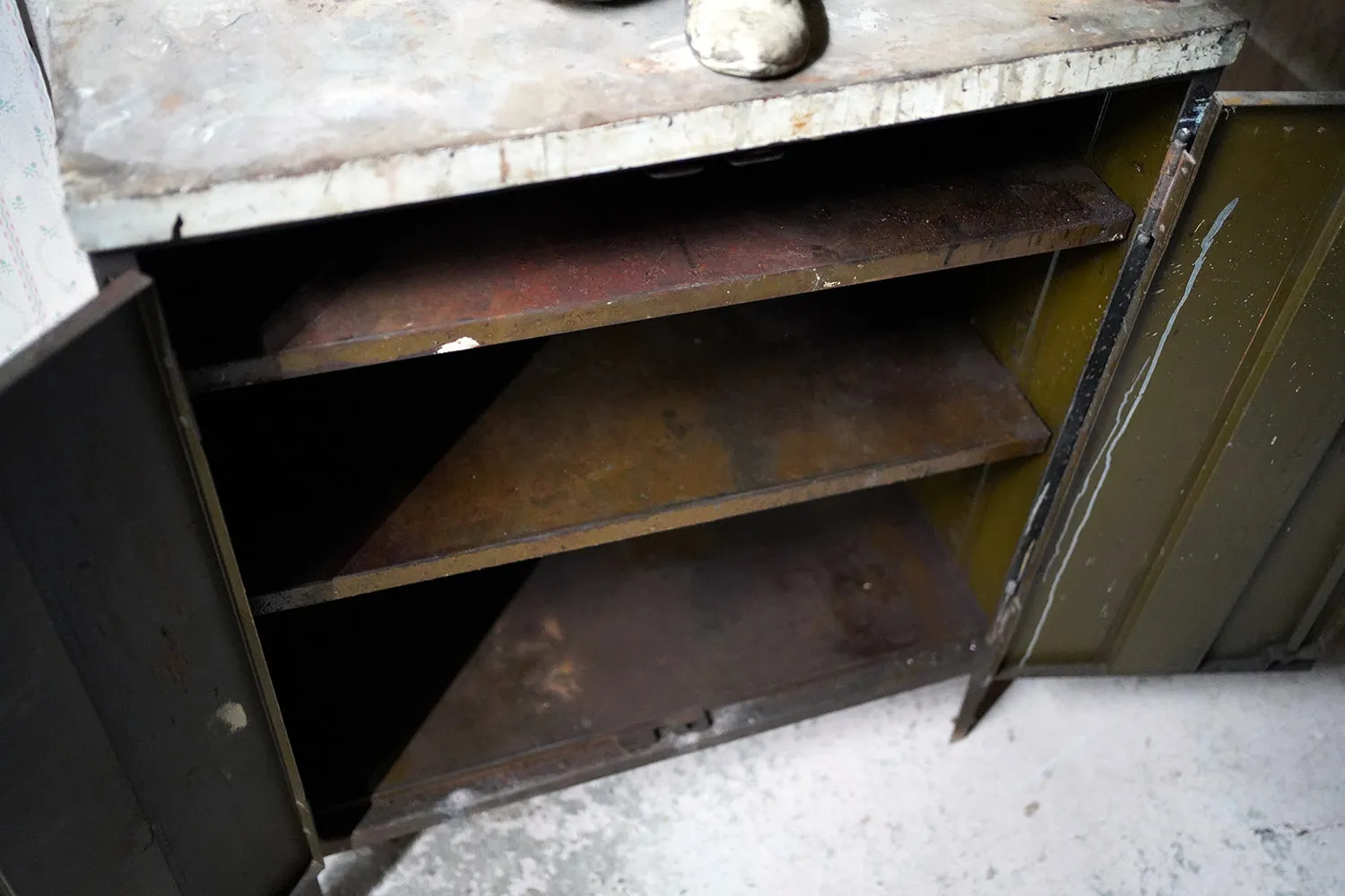 A Black Painted Steel Industrial Factory Side Cabinet c.1940-60