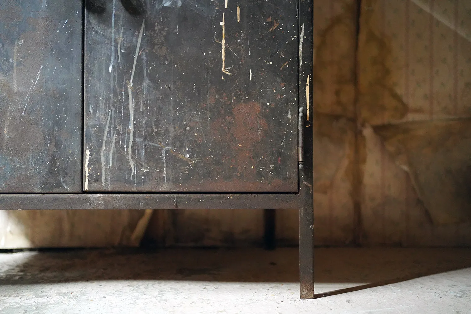 A Black Painted Steel Industrial Factory Side Cabinet c.1940-60