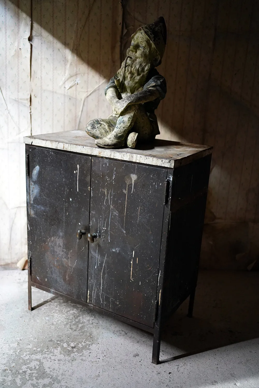 A Black Painted Steel Industrial Factory Side Cabinet c.1940-60