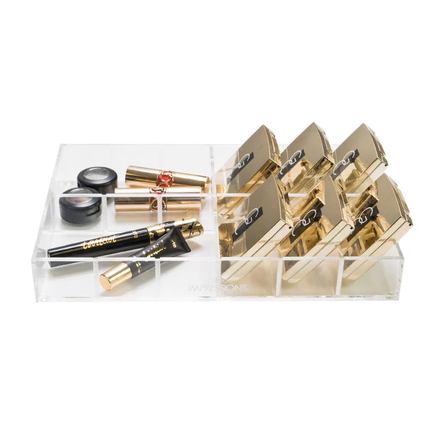 Alexa® Acrylic Makeup Drawer Organizer - Adjustable Dividers, 12 Slots (Wide)