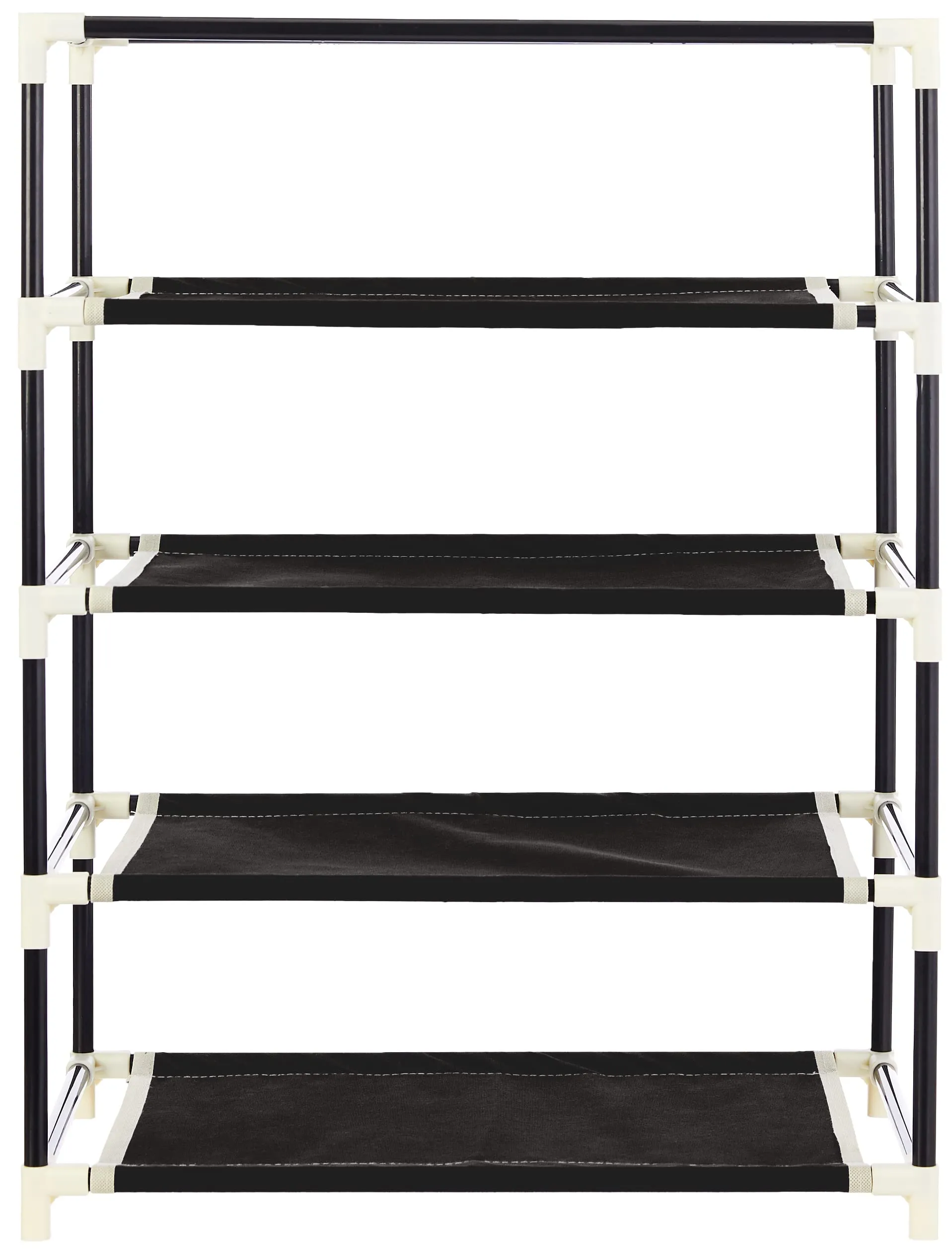 Amazon Brand - Solimo Alloy Steel Foldable Shoe Rack, 4 Layer, Black