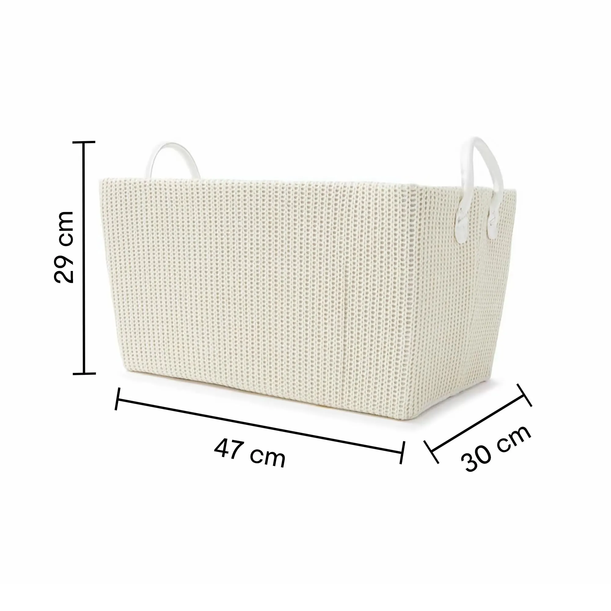 Anko Tapered Rectangle Knitted Storage Basket with Built-in Handles | Multi-Purpose Storage with Handle for Living Room Bathroom Laundry & Toys|Decorative Living Room, Bedroom, Closet