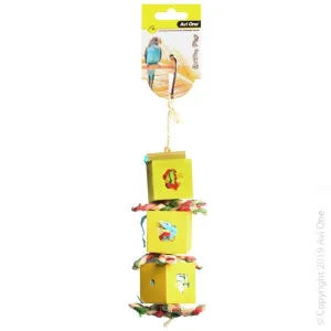 Avi One Bird Toy Boxes with Paper and Wooden Beads