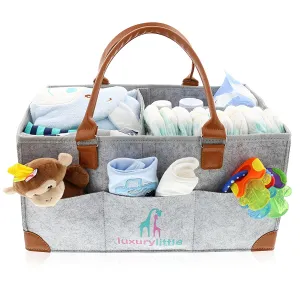 Baby Diaper Caddy Organizer Portable Tote Bag Gray