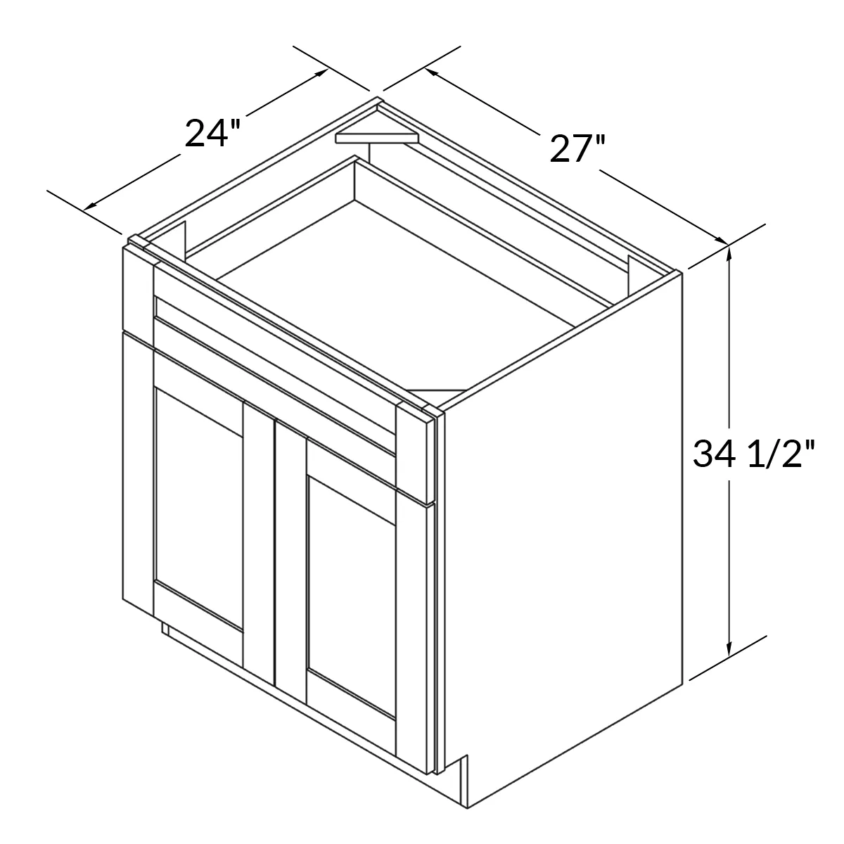 Base Kitchen Cabinet B27 Shaker Toffee 27 in. width 34.5 in. height 24 in. depth