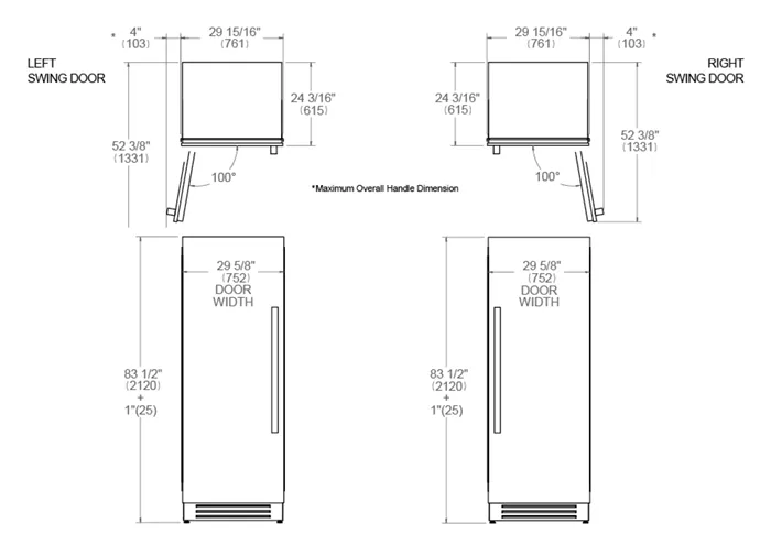 Bertazzoni 30 inch Right Door Stainless Steel Built-in Freezer REF30FCIPIXR/23