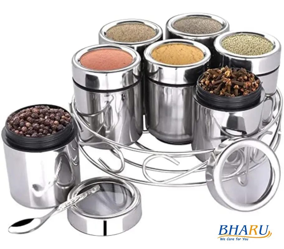 Bharu 7 in 1 See-Through Spice Set/ Storage Containers with Stand