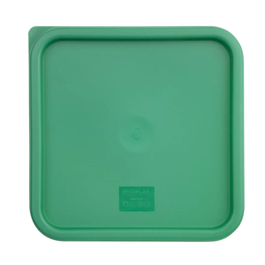 CF048 Vogue Polycarbonate Square Food Storage Container Lid Green Large