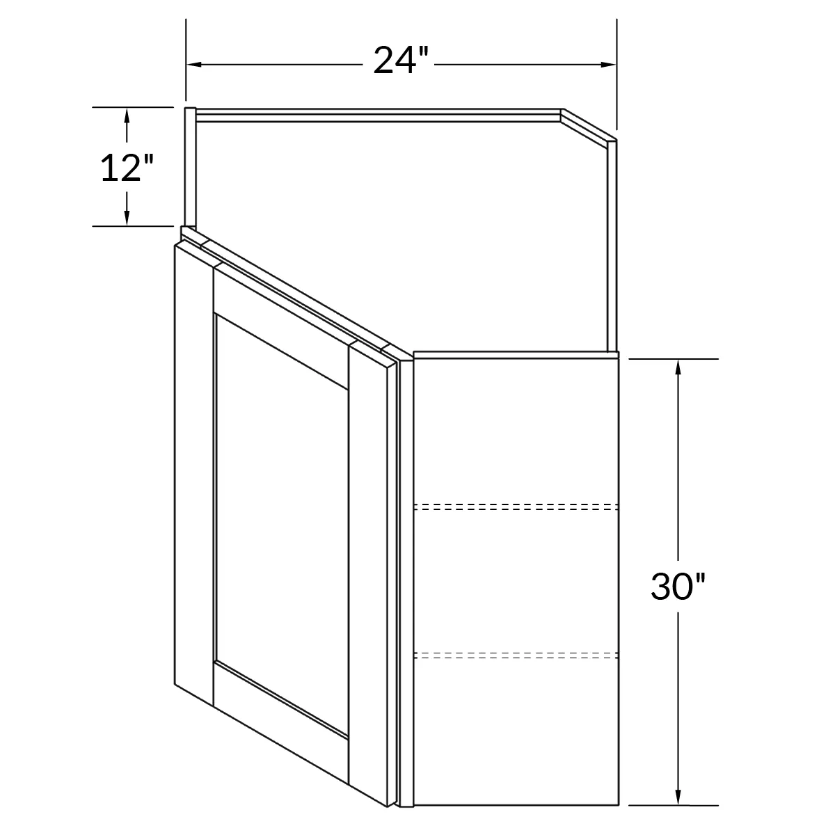 Diagonal Corner Kitchen Cabinet DC2430 Alpina White LessCare 24 in. width 30 in. height 12 in. depth