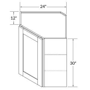 Diagonal Corner Kitchen Cabinet DC2430 Milan Slate 24 in. width 30 in. height 12 in. depth