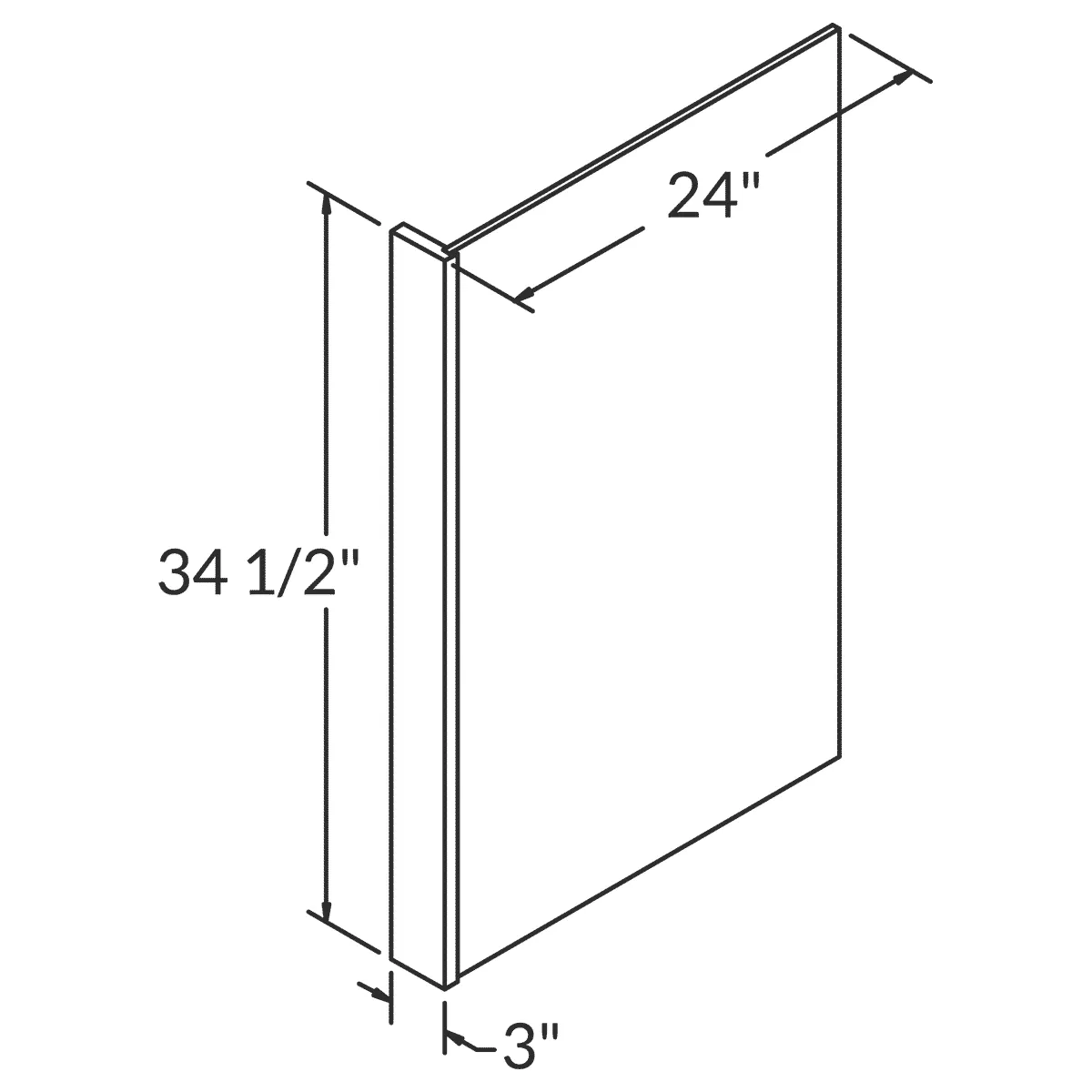 Dishwasher End Panel Molding PEPR335 Alpina White LessCare 3 in. width 34.5 in. height 24 in. depth