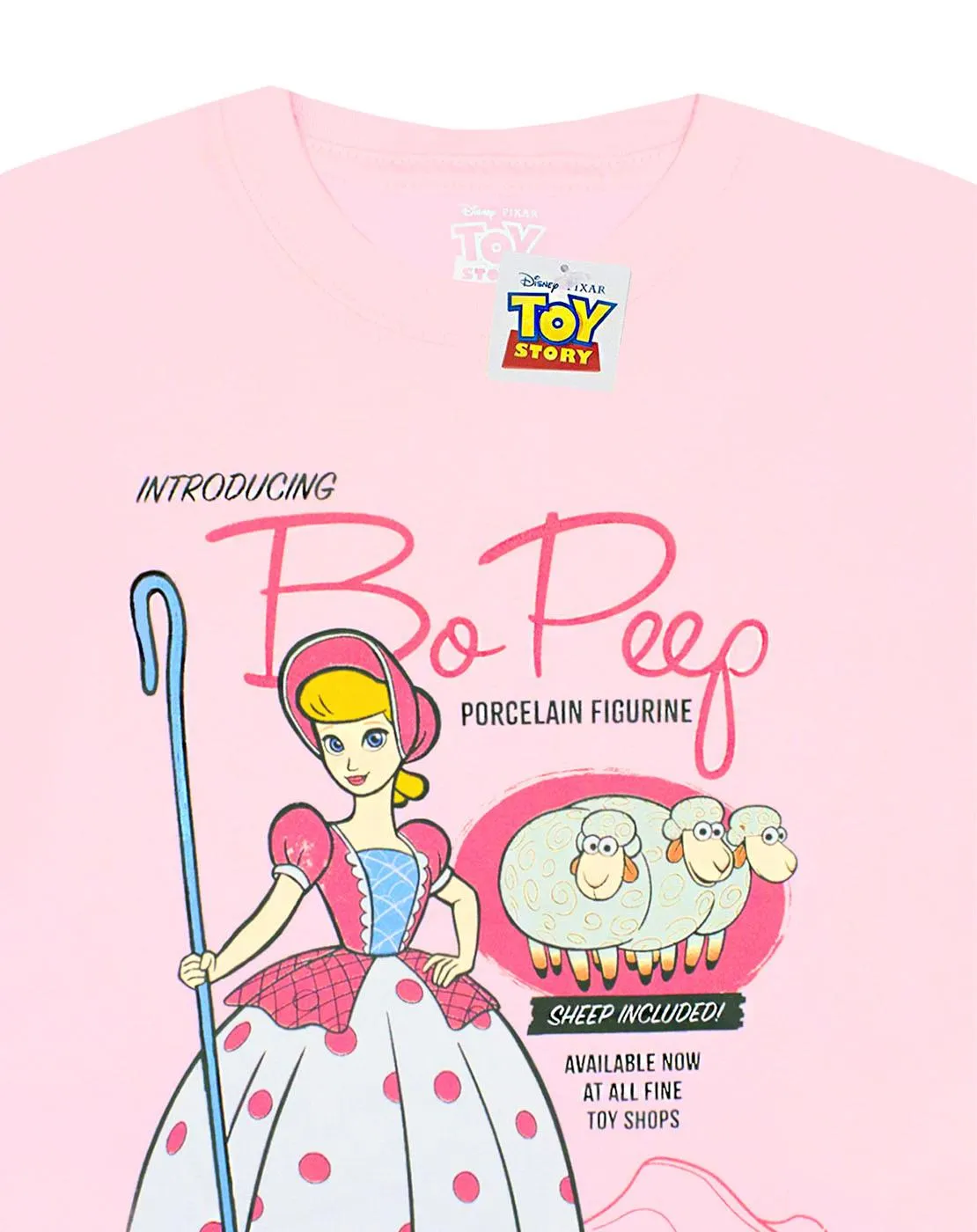 Disney Bo Peep Girls Pink Short Sleeved T-Shirt