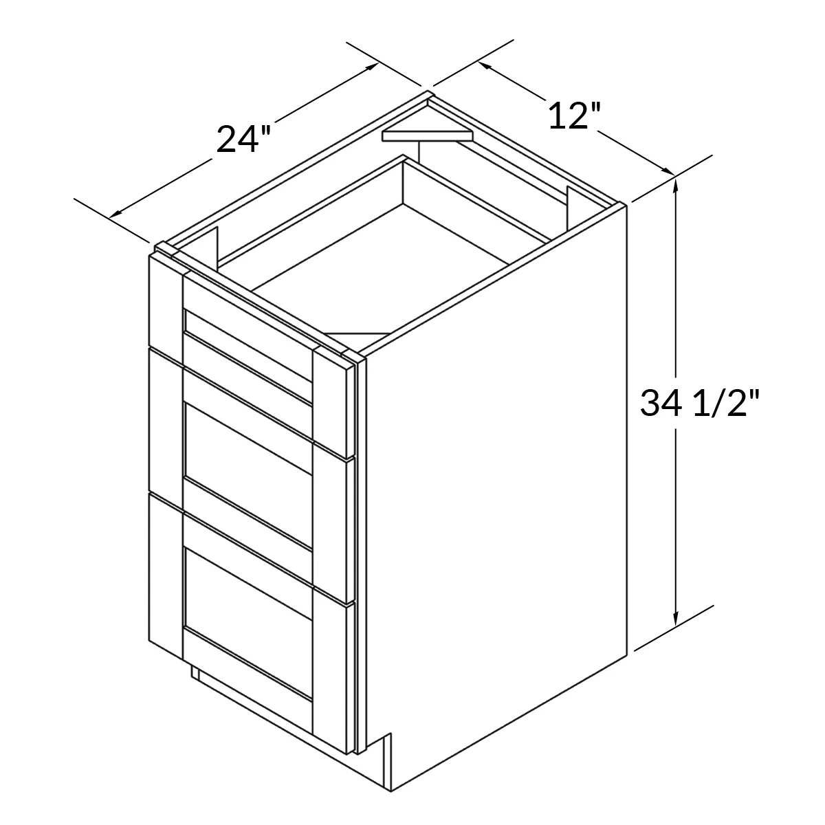 Drawer Base Kitchen Cabinet DB12 Milan Slate 12 in. width 34.5 in. height 24 in. depth