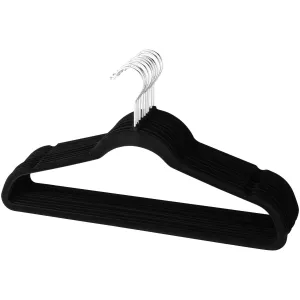 ELD33001, Elle Decor 10pk Non-Slip Velvet Hangers-Black