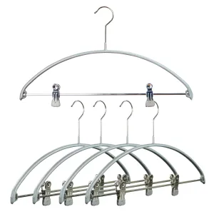 Euro Shirt, Sweater Hanger with Adjustable Grip on Clips, 36-PK, NARROW, Silver