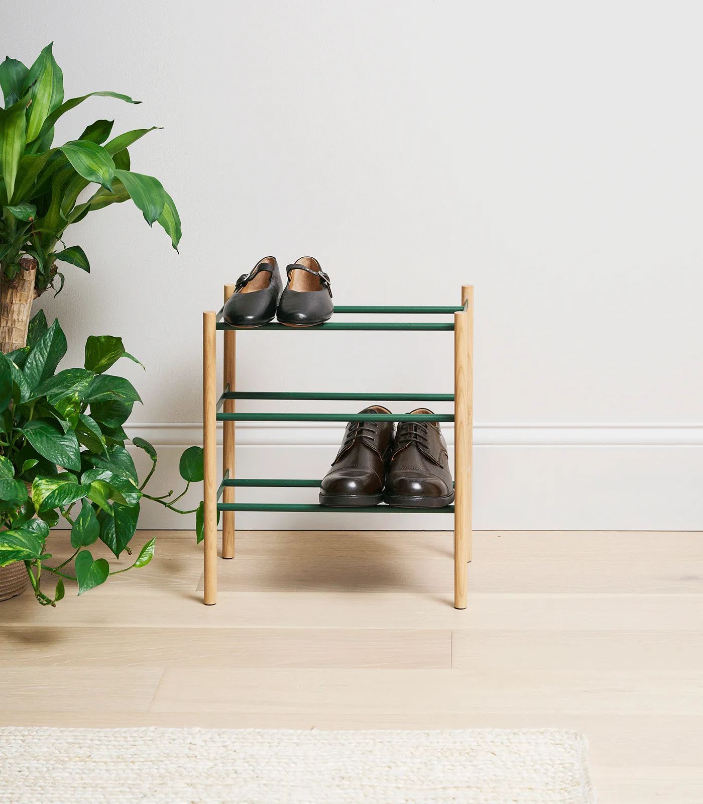 Expandable Shoe Rack (18" H)  - Steel - Forest Green