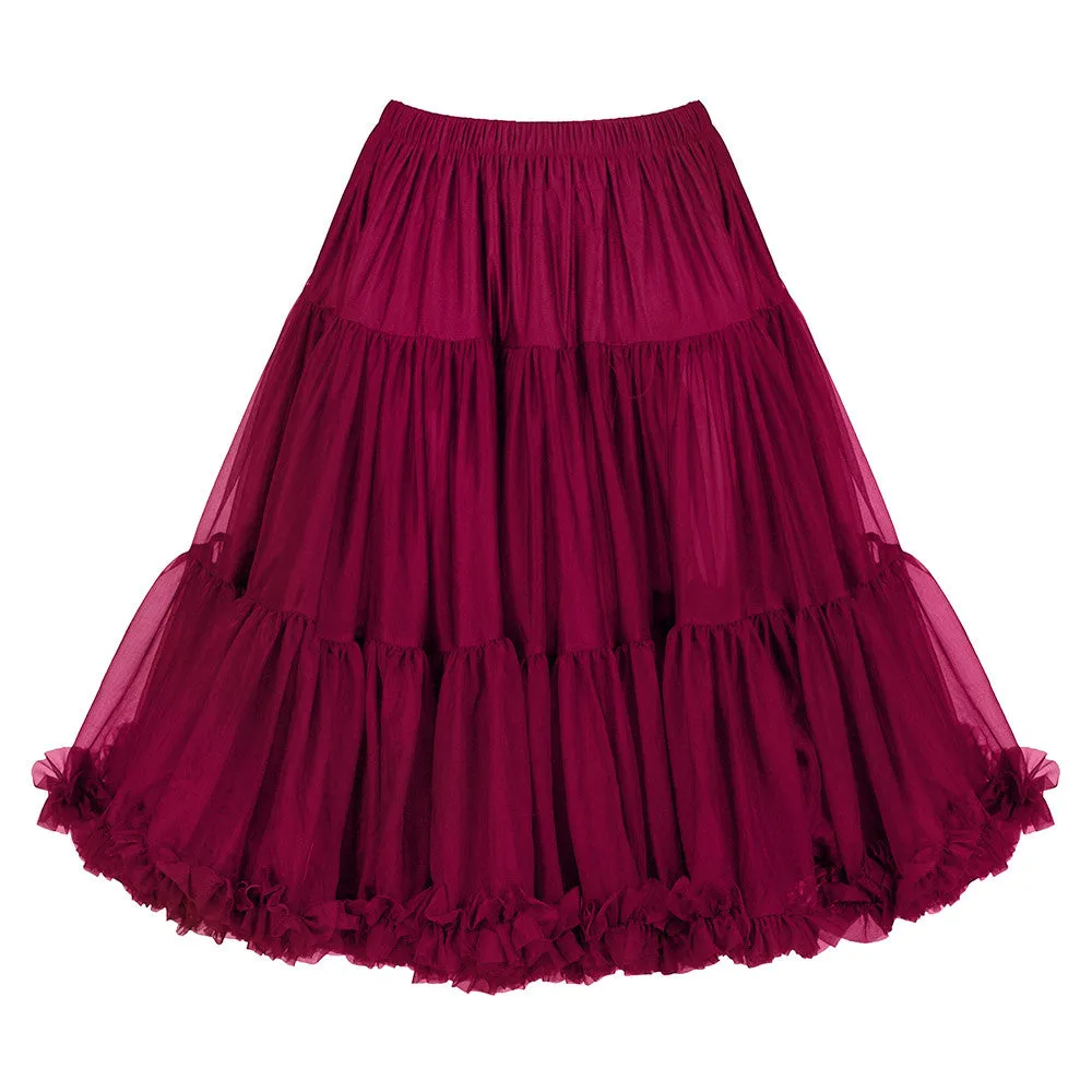 EXTRA VOLUME Bordeaux Wine Red Net Vintage Rockabilly 50s Petticoat Skirt