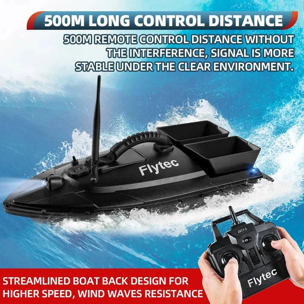 Fishing Bait Boat 500m Remote Control Bait Boat Dual Motor Fish Finder 1.5KG Loading with LED Light for Outdoor Fishing