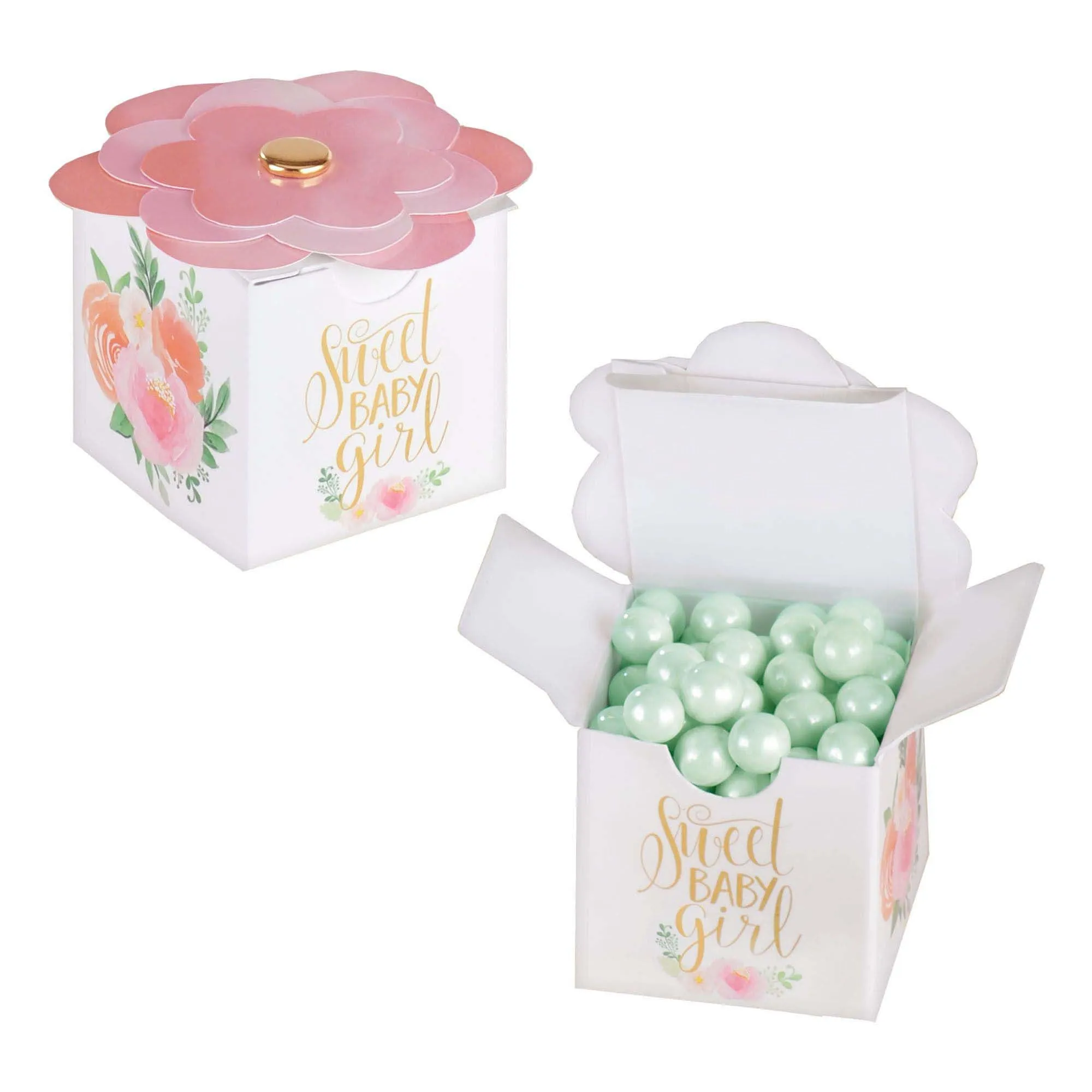 Floral Baby Paper Favour Boxes, 2 x 2 x 2 Inches, 8 Count