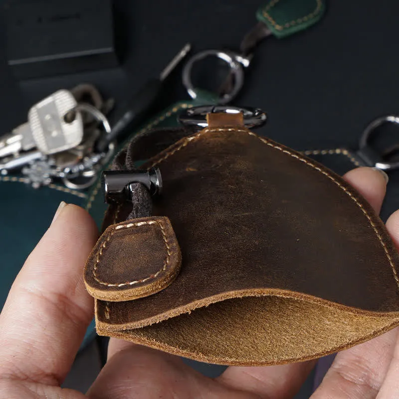 Genuine Leather Storage Bag Pull-out Key Case