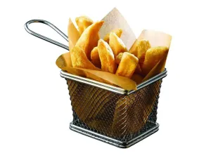 Genware SVB1210 Serving Fry Basket Rectangular 12.5 X 10 X 8.5cm - Pack of 6