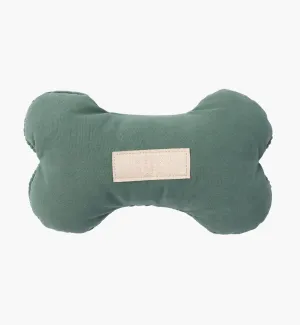 Green Corduroy & Cotton Plush Bone Dog Toy – Soft, Durable & Fun