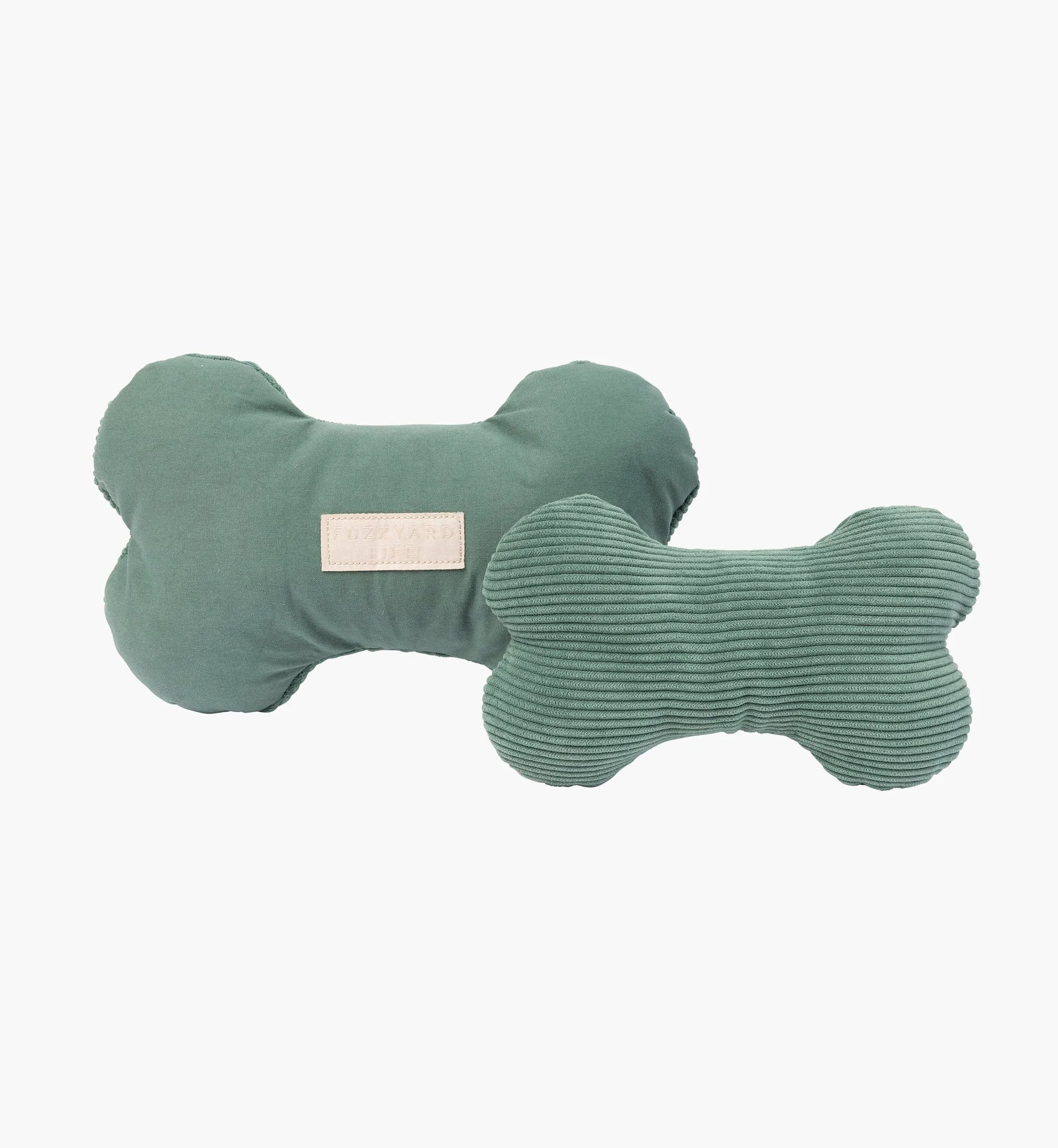 Green Corduroy & Cotton Plush Bone Dog Toy – Soft, Durable & Fun