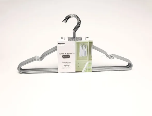 HA71537, Simpli Furnished - 10Pk Non-Slip Hangers - Silver