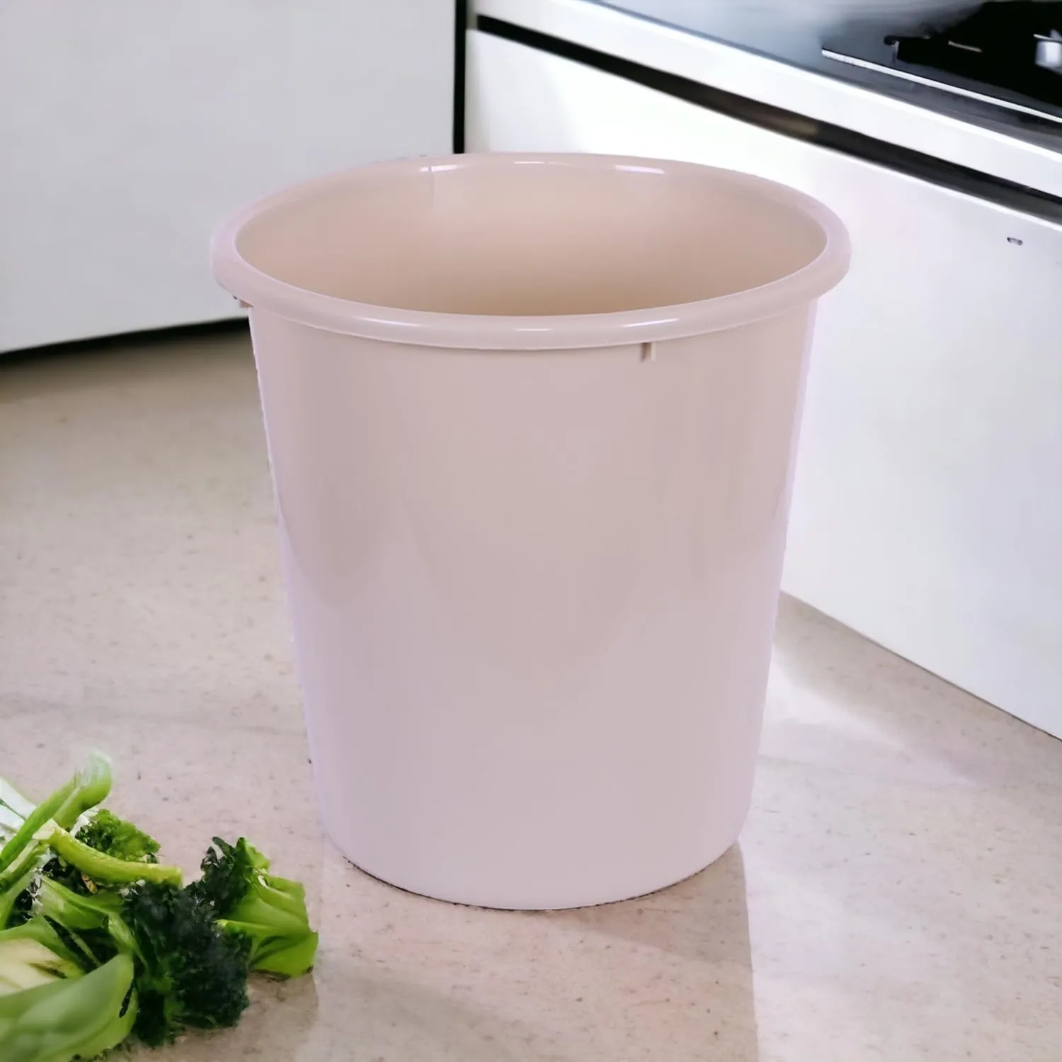 Heart Home Dustbin | Open Dustbin | Plastic Garbage Dustbin | Dustbin For Kitchen | Dustbin For Bathroom | Office Dustbin | Plain Sada Dustbin | 10 LTR | Beige