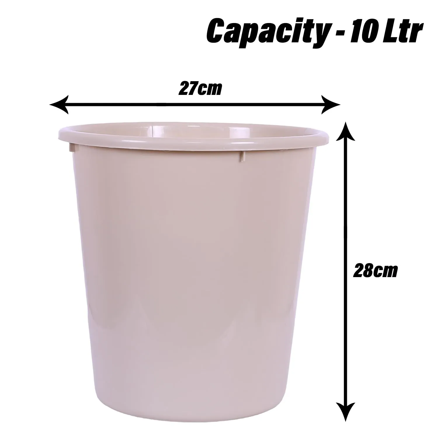 Heart Home Dustbin | Open Dustbin | Plastic Garbage Dustbin | Dustbin For Kitchen | Dustbin For Bathroom | Office Dustbin | Plain Sada Dustbin | 10 LTR | Beige