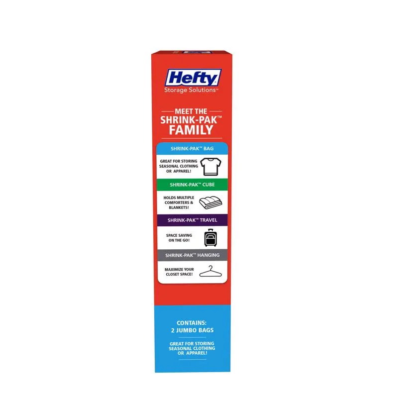 Hefty Shrink-Pak Clear Jumbo Vacuum Cube Storage Bags