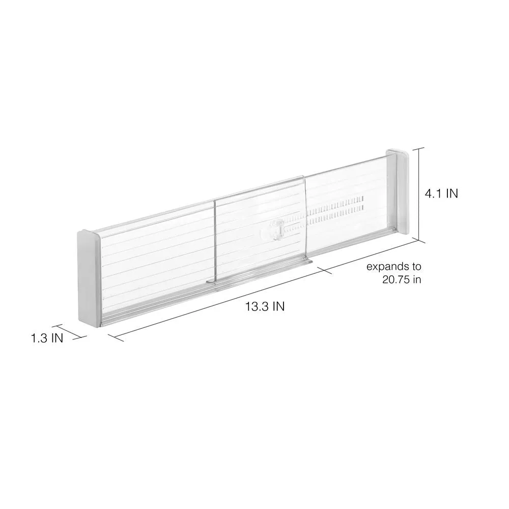 iDesign Linus Adjustable Deep Drawer Divider - Set of 2 in Clear