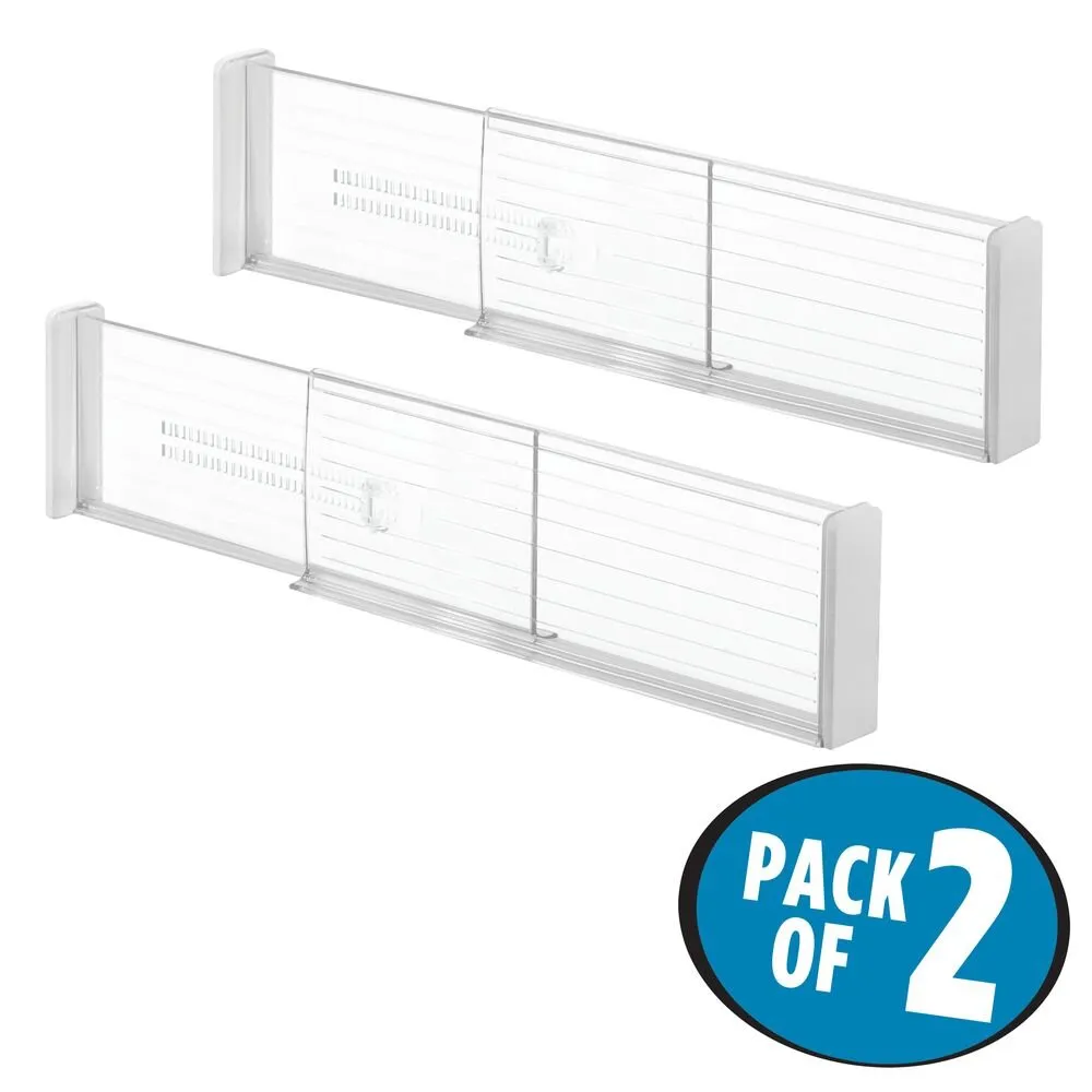 iDesign Linus Adjustable Deep Drawer Divider - Set of 2 in Clear