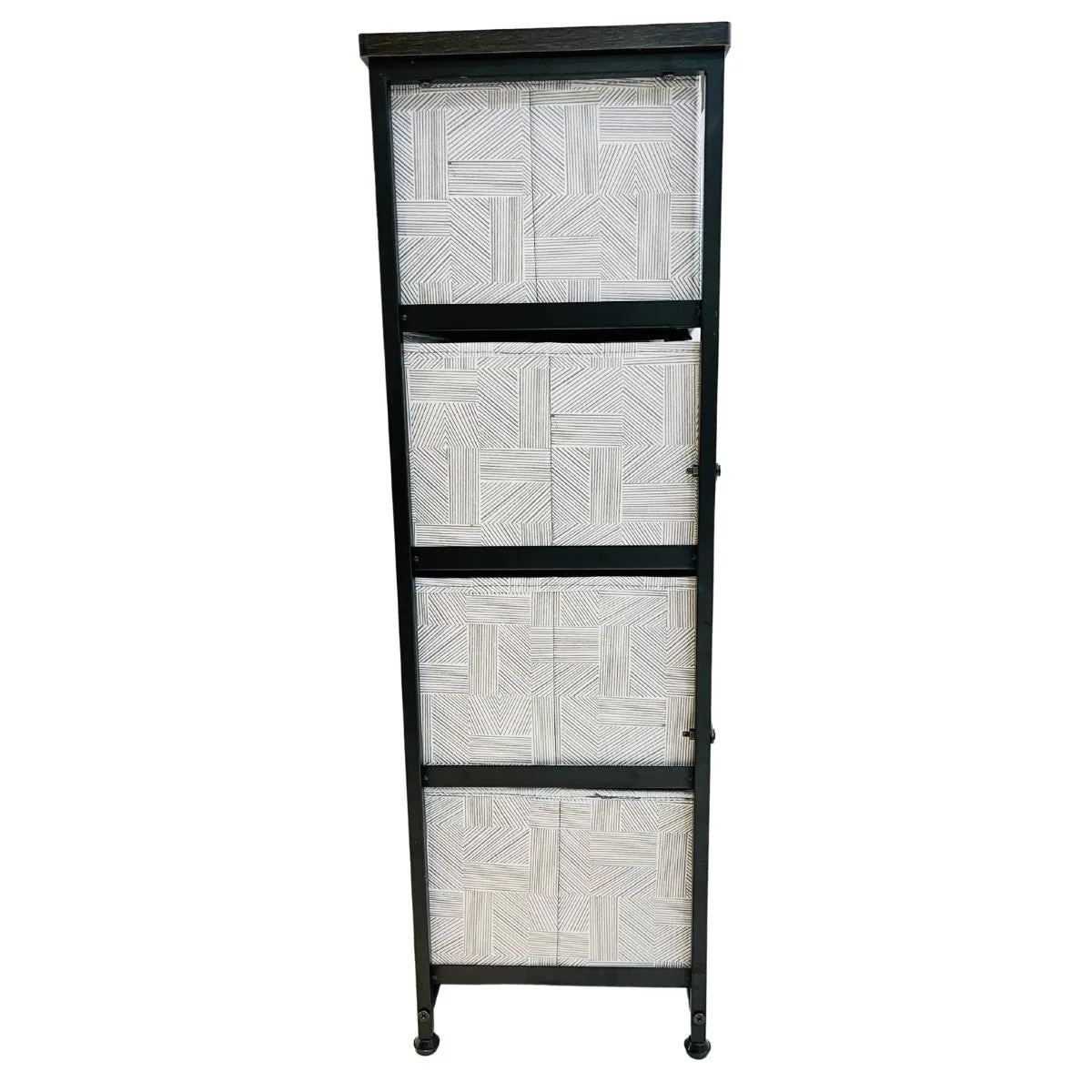 Kawachi 4 Drawer Chest Fabric Storage Organizer Unit for Small Dresser Cloth Drawer Closet Wenge BlackKW97